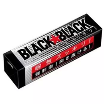 LOTTE BLACK BLACK Жевательная резинка 9 шт. Насыщенный мятный вкус вызывает сонливость.. Сильный мятный вкус вызывает сонливость Сильный мятный вкус вызывает сонливость. Сильный мятный 1