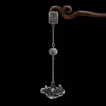 Lotus carp retro Chinese style cheongsam button pendant long tassel lotus pendant exquisite Hanfu Tibetan silver accessories