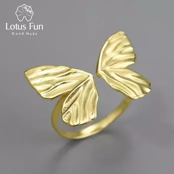 Lotus Fun 18-каратное золото, регулируемые винтажные кольца-бабочки для женщин, подарок, стерлинговое серебро 925 пробы, роскошные качественные ювелирные изделия