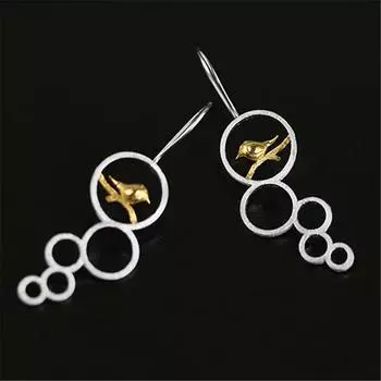 Lotus Fun из стерлингового серебра 925 пробы, натуральные оригинальные ювелирные изделия ручной работы, элегантные висячие серьги с цветком и птицей для женщин