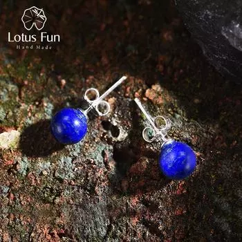 Lotus Fun, креативные изысканные ювелирные изделия, винтажные модные серьги-гвоздики для женщин