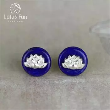 Lotus Fun Natural Creative Handmade Fine Jewelry Vintage Flower Серьги-гвоздики для женщин