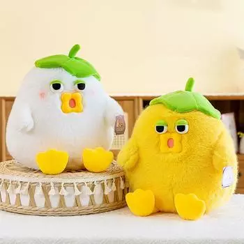 Плюшевая игрушка Кукла-цыпленок с листом лотоса Милая и забавная кукла-цыпленок Детский подарок на день рождения Тряпичная кукла-подушка 28cm 0.17kg