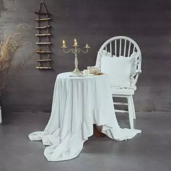 Лист лотоса Маленький круглый столик журнальный столик скатерть литературный ретро американский однотонный хлопок и лен пасторальный скатерть 60*60cm серый