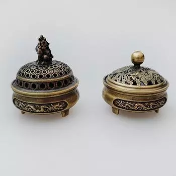 Lotus Mini Antique Brass Ornament Finger Incense Burner Aromatherapy Ornament