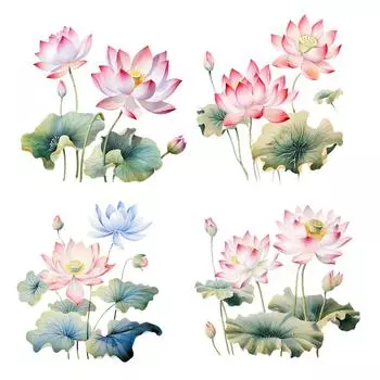 Lotus Wall Sticker Waterproof Livingroom Wall Decal for Window Door Playroom