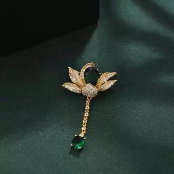 Lotus Women Brooches Tassel Clothes Badges Elegant Flower Pins Cheongsam красный