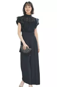 Louet Back Ribbon Lace Комбинированные брюки Платье Формальные Комбинированные брюки Длинное вечернее платье Вечернее платье с коротким рукавом Большой размер Свадебная вечеринка 3L