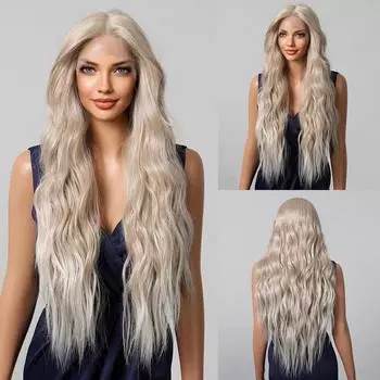 LOUIS FERRE 13x6 кружевной парик длинный волнистый платиновый блонд парики с темными корнями для женщин повседневная вечеринка косплей свадьба высокая плотность