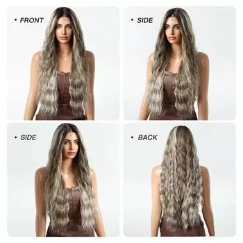 LOUIS FERRE 30 дюймов смешанные коричневые светлые блики синтетические парики 13*6 кружевной фронтальный парик для женщин свободная часть длинные волнистые натуральные волосы ежедневный футура