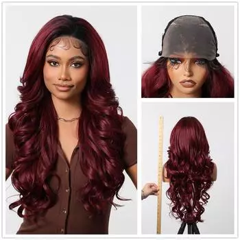 LOUIS FERRE Парики из кружева HD 13x6, синтетический рыжий парик, длинные волнистые парики с детскими волосами для женщин, повседневные парики из термостойкого волокна для вечеринок