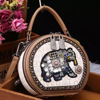 Louis Mihill Genuine Goods Genuine Leather Embroider Crossbody Women s Bag Rice White