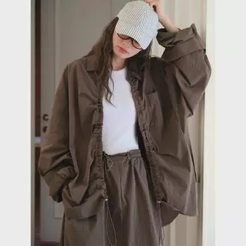 Louvre Autumn корейский стиль завязка на шнурок свободная повседневная рубашка для женщин