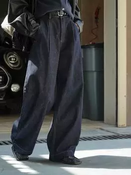 Louvre Winter женские теплые бархатные джинсы в стиле ретро с широкими штанинами: Корейский стиль, свободный крой, приятный к коже. Medium