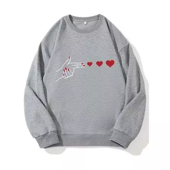 Love 3 Модный принтованный топ, повседневная спортивная одежда на осень и зиму, хлопковая толстовка M чёрный