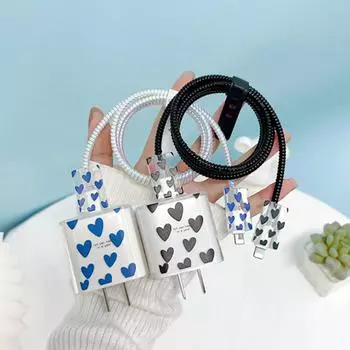 Love 5 шт. Защитный чехол для кабеля для зарядки iPhone 18/20 Вт, защитный чехол для зарядного устройства, аксессуары для намотки чёрный