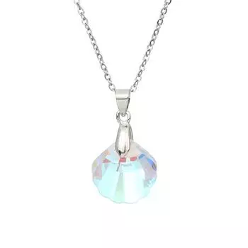 Love And Deepspace Shell Shape Necklace Geometric Glass Pendant Gift Jewelry