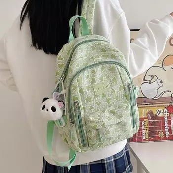 Love Backpack Младшие школьники Школьная сумка Студенческая сумка с принтом Женский рюкзак зелёный