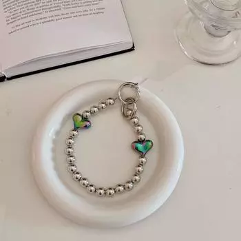 Love Beads Phone Chain Heart Beads Chain Bag Pendant Fashion Colorful Beaded Lanyard DIY style 3