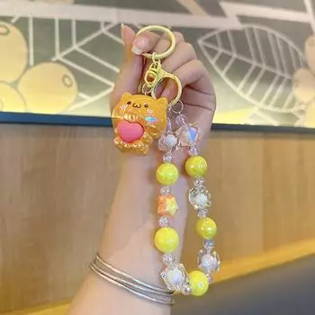Love Bear Colourful Electroplating Handmade Beads Key Chain Cute Cartoon Acrylic Keychain Bag Pendant