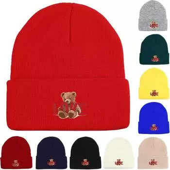LOVE Bear Зимняя вязаная шапка Beanie, женская шапка Легкая эластичная спортивная вязаная шапка Gorro Beanie as the picture зелёный