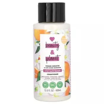 Love Beauty and Planet, Кондиционер, веганский кератин и поцелованный солнцем мандарин, 13,5 жидких унций (400 мл)
