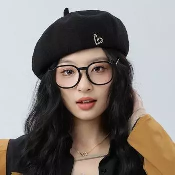 Love Beret Женская однотонная шляпа с большой головой, осень-зима, кепка с козырьком кофейный