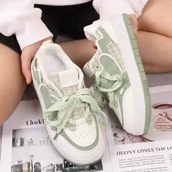 Love board shoes women s spring and summer thick soles increase in height thin breathable casual sports shoes women s green shoes 35