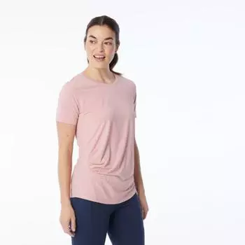Love Buy without Hesitation! Smooth Cool Leather Feel! Export USA Pure Color Short Sleeve Yoga T-shirt Women s Workout Top Export Pink M