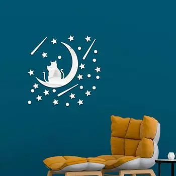 Love Cat Зеркало Акрил 3D Трехмерная Наклейка На Стену Комнаты Спальня Планировка Украшения Наклейка