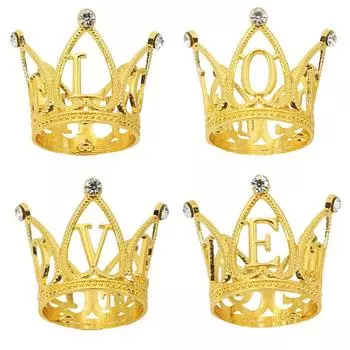 LOVE children s mini birthday crown flowers cake decoration princess gold silver rhinestone crown