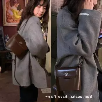 Love Chocolate~ Самодельная сумка-ведро Niche Design Женская осенне-зимняя квадратная сумка через плечо Сумка Premium Sense шоколадный