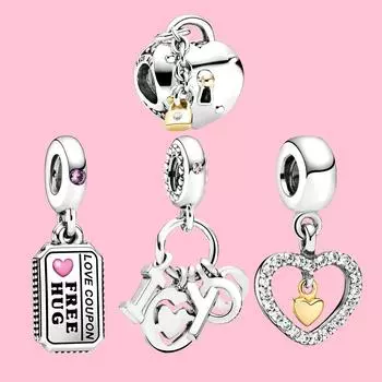 Love Coupon Infinite Love Series Подвески-подвески S925 Серебро, подходят для изготовления индивидуального браслета для женщин с тканевой сумкой