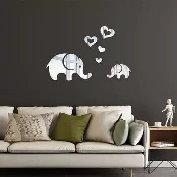Love elephant acrylic mirror wall stickers children s room bedroom wall decoration kindergarten classroom layout
