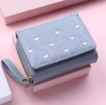 Кошелек с вышивкой Love, женский короткий кошелек Zero, женский кошелек с тройным сложением, вмещающий несколько карт, большой емкости, универсальный модный кошелек