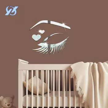 Love eyes acrylic mirror three-dimensional wall stickers for bedroom and living room self-adhesive decoration