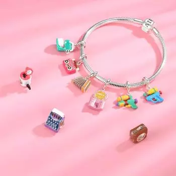 Love Family Whisk Radio Туалетный столик Мебель для гостиной 925 пробы Серебряные подвески для изготовления ювелирных изделий Подходит для оригинального браслета