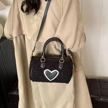 Love fur bags for women autumn winter lamb sweet pink crossbody bag fashionable traveling square bags single shoulder