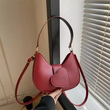Love Handbag Модная сумка через плечо Niche Универсальная сумка через подмышку Высококачественная однотонная сумка-мессенджер Tide красный