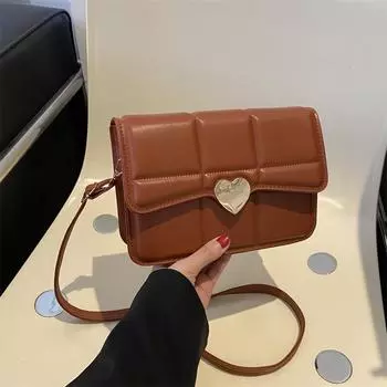 Love Hardware Small Square Bag Shoulder Bag Foreign Air Pressure Shell Women S Bag Niche Versatile Messenger Bag Tide коричневый