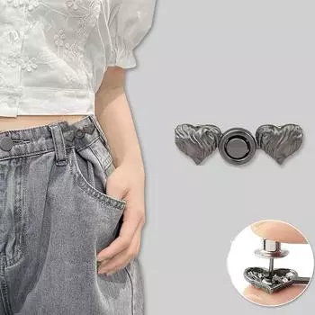 Love Heart Adjustable Waist Clip Removable Waist Buckle Button Clasps Stylish Trousers