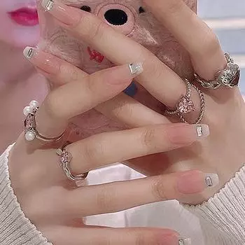 Love Heart Девушки Подарочные розовые хрустальные кольца Корейский стиль Кольца Y2K Металлические кольца Женские ювелирные изделия A