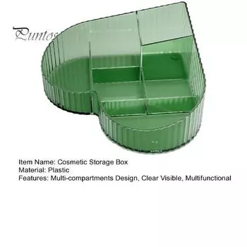 Love Heart Косметическая коробка для хранения с несколькими отделениями Прозрачный пластик Многофункциональная столешница для ванной комнаты Кисть для макияжа Держатель для губной помады Органайзер Контейнер зелёный