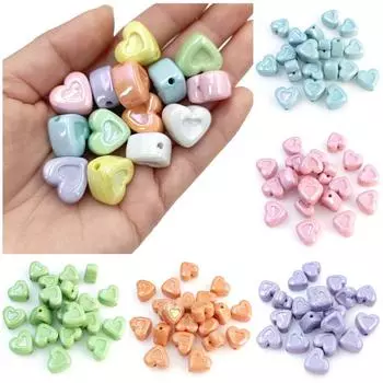 Love Heart модный акриловый материал DIY ювелирные изделия аксессуары бусины серьги изготовление браслета креативное ожерелье 10 шт. УФ-ослепляющий цвет 3D вогнутый разноцветный