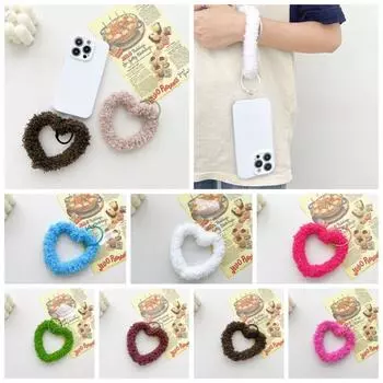 Love Heart Plush Love Heart Phone Lanyard Anti-lost Plush Love Phone Bracelet Girls Gift New Year вишня розовый