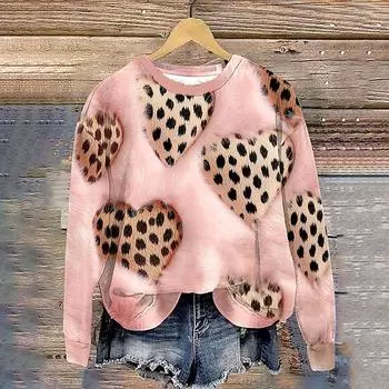 Love Heart Printed Couple O-Neck Hoodies Women Men Hoodies Lovers Couples Hooded Hoodies Casual Pullovers Valentine s Day Gift S