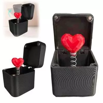 Love Heart Rose Box 3D Printed Romantic Gift 3D Printed Surprise Gag Hand Figure in Box Fun Desk Decoration for Adults Office Pranks Party Gifts A
