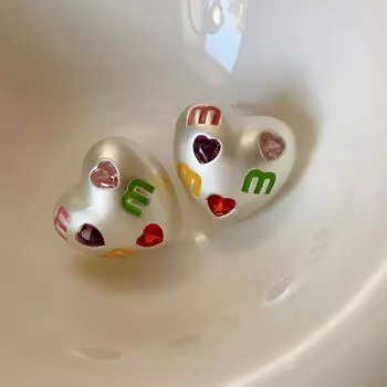 Love Heart Shaped Stud Earrings Women Ear Studs Jewelry Accessories for Graduation Wedding