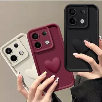 Love Heart Silicone Camera Lens Protective Case for Xiaomi POCO X6 Pro 5G Phone Cover POCO X6 чёрный