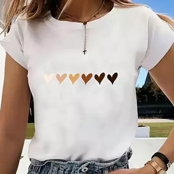 Love Heart Trend женские футболки одежда для девочек летние топы с круглым вырезом футболка женская одежда S